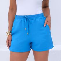 Shorts Feminino Dunas Bolsos Cintura Alta Curto Básico