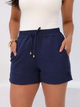 Shorts Feminino Dunas Bolsos Cintura Alta Curto Básico