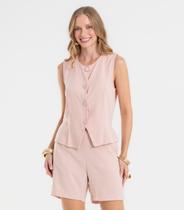 Shorts Feminino em Linho Dianna Rosa Shorts Feminino em Linho Dianna Rosa