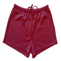 Shorts feminino em malha de ribana , com cadarço cintura, lisa, cor pink marca basic +, tamanho gg