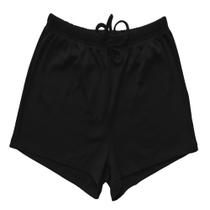 Shorts Feminino em Malha de Ribana com Cadarço Cintura Lisa Preto Tamanho GG Basic+