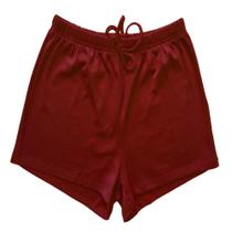 Shorts Feminino em Malha de Ribana Moletinho Lisa Vermelho Tamanho P Basic+