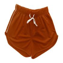 Shorts Feminino em Malha Moletinho com Cadarço Cintura Lisa Laranja Tamanho P Basic+