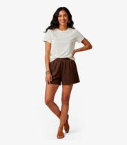 Shorts Feminino Em Plush Infinita Cor Marrom