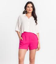 Shorts Feminino Em Viscose Creponada Endless Rosa Shorts Feminino Em Viscose Creponada Endless Rosa
