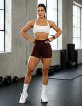 Shorts Feminino Fitness Cintura Alta Modelador Sem Costura Compressão Texturizado para Academia, Corrida e Yoga Sport