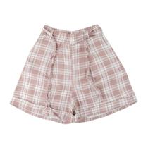 Shorts Feminino Giraffe Linho Xadrez Rosa - 6199
