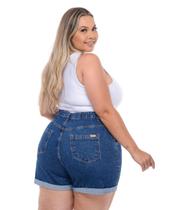 Shorts Feminino Jeans Plus Mom Com Passante Super Stone Razon Jeans