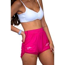 Shorts Feminino Life Is Better Folhas Rosa e Azul