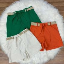 Shorts Feminino Linho com Cinto