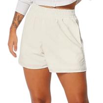 Shorts Feminino Linho Riu Kiu Aymê Elástico na Cintura Off White 10415