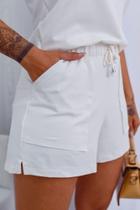 Shorts feminino molecotton com bolsos loli off white Shorts feminino molecotton com bolsos loli off white