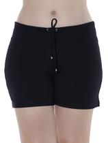 Shorts Feminino Moletinho Com Elastano De Cós Preto