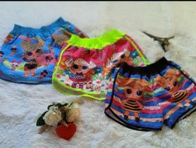 Shorts feminino para criança, estampado. Lol Shorts feminino para criança, estampado. Lol