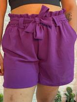 Shorts Feminino Plus Size Com Laço Estilo Elegância e Conforto Soltinho Em Tecido Duna - Cactus Store