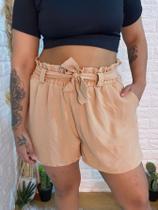 Shorts Feminino Plus Size Com Laço Estilo Elegância e Conforto Soltinho Em Tecido Duna