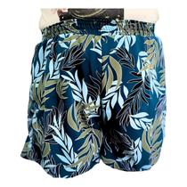 Shorts Feminino Plus Size Floral Azul