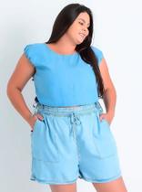 Shorts Feminino Plus Size Jeans Claro, Liocel, Até 56