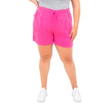 Shorts Feminino Plus Size, Jeans, Rosa, Até 58