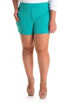 Shorts Feminino Plus Size Malha Crepe Bolsos