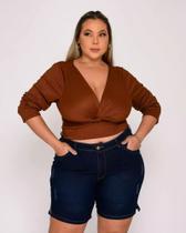 Shorts Feminino Plus Size Meia Coxa Shyros