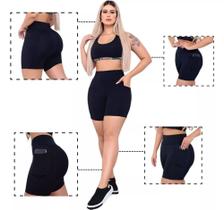 Shorts Feminino Poliamida Bolso Lateral Bermuda Fitness Academia Corrida Treino