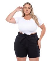 Shorts Feminino Sarja Lycra Plus Clochard Razon Jeans Shorts Feminino Sarja Lycra Plus Clochard Razon Jeans