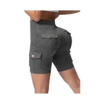 Shorts Femininos Camuflados Com Bolsos, Efeito Levanta Bumbum, Controle De Barriga, Ajuste Slim,