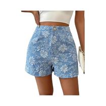 Shorts Femininos Casuais De Verão Com Bordado Floral, Calças Longas De Cor Pura, Calças De Nove Shorts Femininos Casuais De Verão Com Bordado Floral, Calças Longas De Cor Pura, Calças De Nove