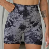 Shorts Femininos de Alta Elasticidade com Tintura Tie-Dye - Calças Fitness de Nylon de Secagem Rápida