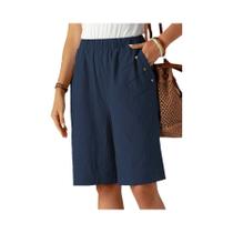 Shorts Femininos De Cintura Alta De 5 Polegadas Para O Verão, Cor Sólida, Perna Reta, Casual, Para