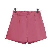 Shorts Femininos Elegantes Com Cintura Elástica Estilo Coreano Casual Para Escritório