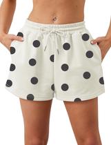 Shorts femininos Eutten, de bolinhas, suor, cintura elástica com bolsos Shorts femininos Eutten, de bolinhas, suor, cintura elástica com bolsos