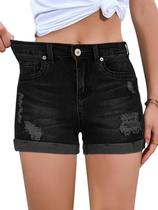 Shorts femininos FEKOAFE, cintura média, elásticos, pretos, GG