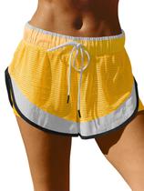 Shorts femininos Fisoew Athletic 2 em 1 para corrida, cor: amarelo