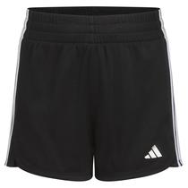 Shorts femininos grandes de malha de 3 listras da Adidas, pretos