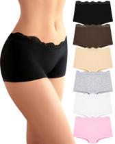 Shorts femininos masculinos, roupa íntima de algodão UNDER THE SEA, pacote com 6