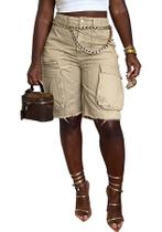 Shorts femininos NRTHYE, de cintura alta, jeans, bermuda, cargo