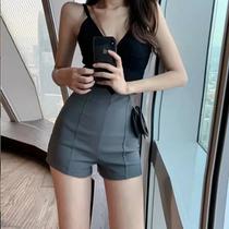Shorts Femininos Pretos A-Line Casuais Com Cintura Alta, Soltos E Finos, Para Verão, Estilo Hot