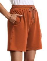 Shorts femininos Quenteen, de verão, praia, casuais, laranja, grandes