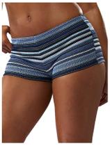 Shorts femininos RoseSeek, microlistrados, de crochê, azul profundo Shorts femininos RoseSeek, microlistrados, de crochê, azul profundo