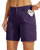 Shorts femininos Willit para caminhada e golfe, shorts esportivos de secagem rápida, shorts casuais de verão com bolsos, 7", roxos, 18