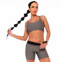 Shorts Fitness Dupla Face Feminino Cinza e Preto