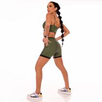Shorts Fitness Dupla Face Feminino Preto e Verde