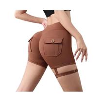 Shorts Fitness Femininos Com Efeito Levanta Bumbum, Estilo Cargo, Secagem Rápida, Com Bolso, Para