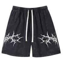 Shorts Fkatuzi Graphic Y2k Streetwear para homens, algodão preto