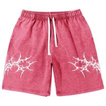 Shorts Fkatuzi Graphic Y2k Streetwear para homens em vermelho ferrugem 2XL