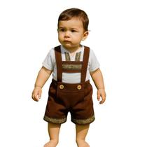 Shorts Fritz Infantil Suede Alemao Suspensorio marrom sem camiseta