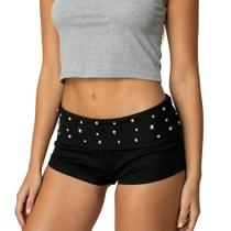 Shorts Fufuriprefer Y2K de Cintura Baixa com Tachas Micro Mini Shorts Fufuriprefer Y2K de Cintura Baixa com Tachas Micro Mini