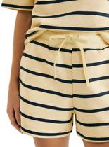 Shorts Hering 07E7 Feminino Listrado Com Bolsos Moletom T. M/XG